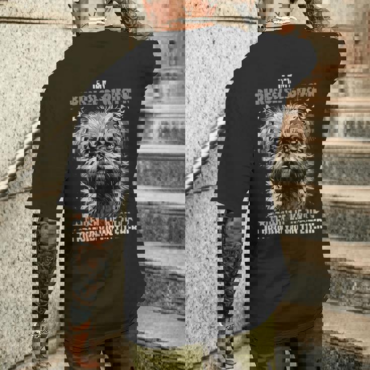 ブリュッセル グリフォン 愛犬家の飼い主のためのデザイン ブリュッセル グリフォン メンズTシャツ バックプリント 彼への贈り物