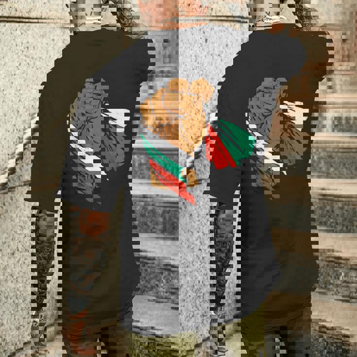 ブルガリア 国旗 パワーハンドフィスト ブルガリアルーツ ブルガリアプライド メンズTシャツ バックプリント 彼への贈り物