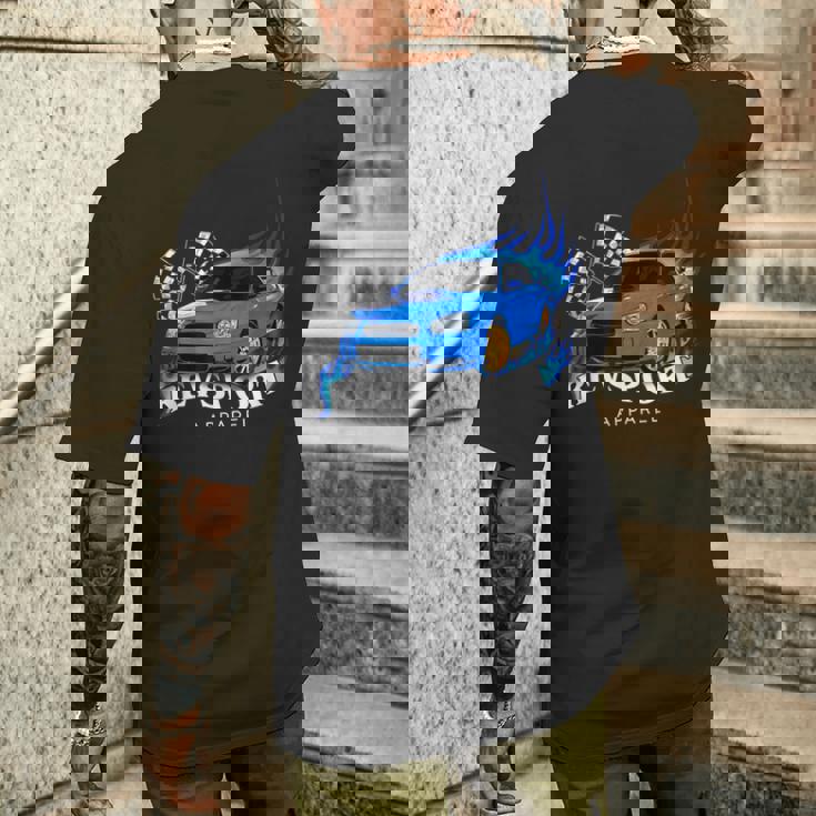 ブルー WrxSti メンズTシャツ バックプリント 彼への贈り物