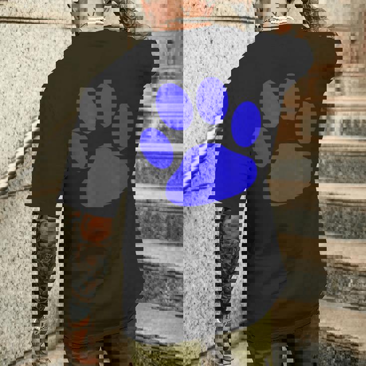 ブルー 肉球 プリントシャツ メンズTシャツ バックプリント 彼への贈り物