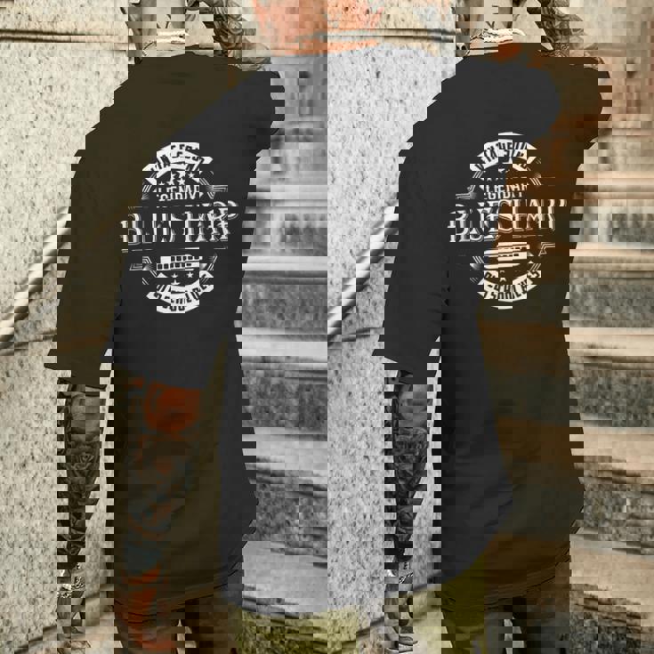 ブルース ハーモニカ ヴィンテージ オールドスクール レトロ ブルース ハープ レジェンド メンズTシャツ バックプリント 彼への贈り物