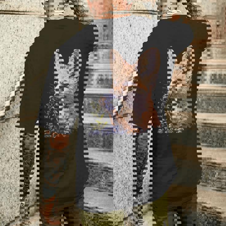 ブルーベリー フェネック キツネ ブルーベリー アニマルアート 野生動物 自然 メンズTシャツ バックプリント 彼への贈り物