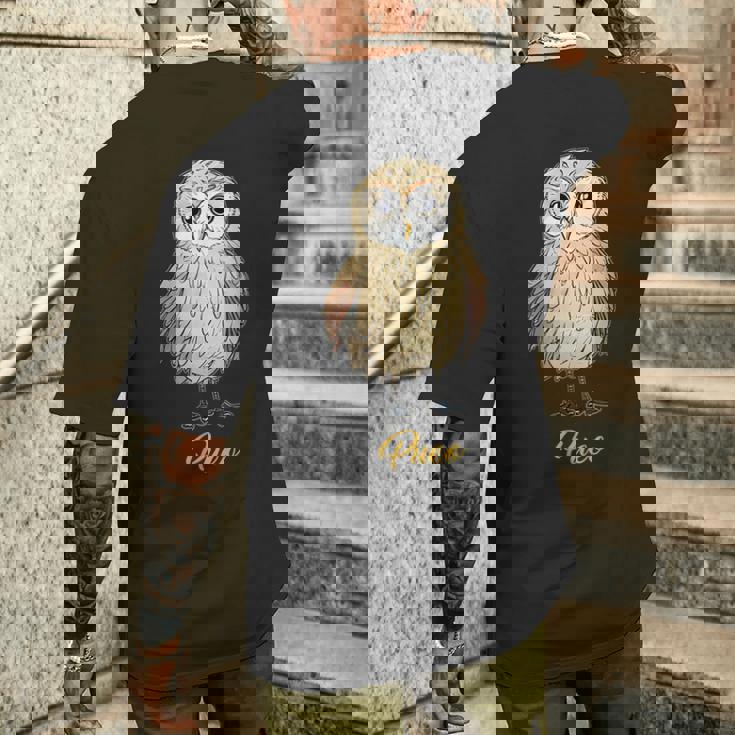 プエオ ハワイアンショートイヤーフクロウ メンズTシャツ バックプリント 彼への贈り物