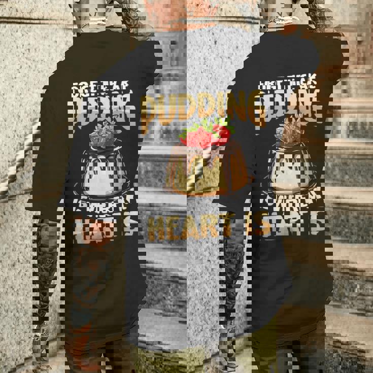 プディングはどこに私の心はチョコレートプリンの恋人 メンズTシャツ バックプリント 彼への贈り物