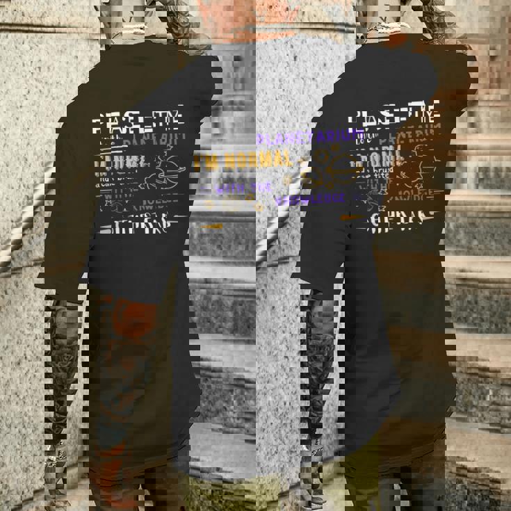 プラネタリウムに入らせてください、私は普通のミームです メンズTシャツ バックプリント 彼への贈り物