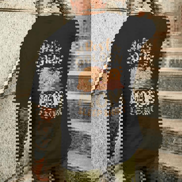 ベスト・ゴールデン・ママ、子犬とゴールデン・レトリーバー メンズTシャツ バックプリント 彼への贈り物