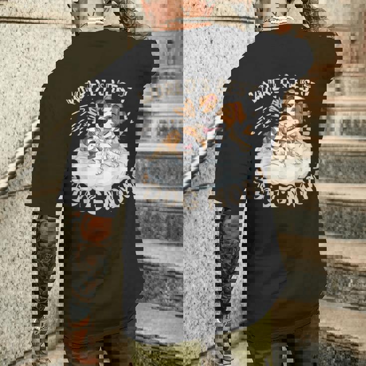 ベスト・ドッグ・ママ、子犬とジャック・ラッセル・テリア メンズTシャツ バックプリント 彼への贈り物