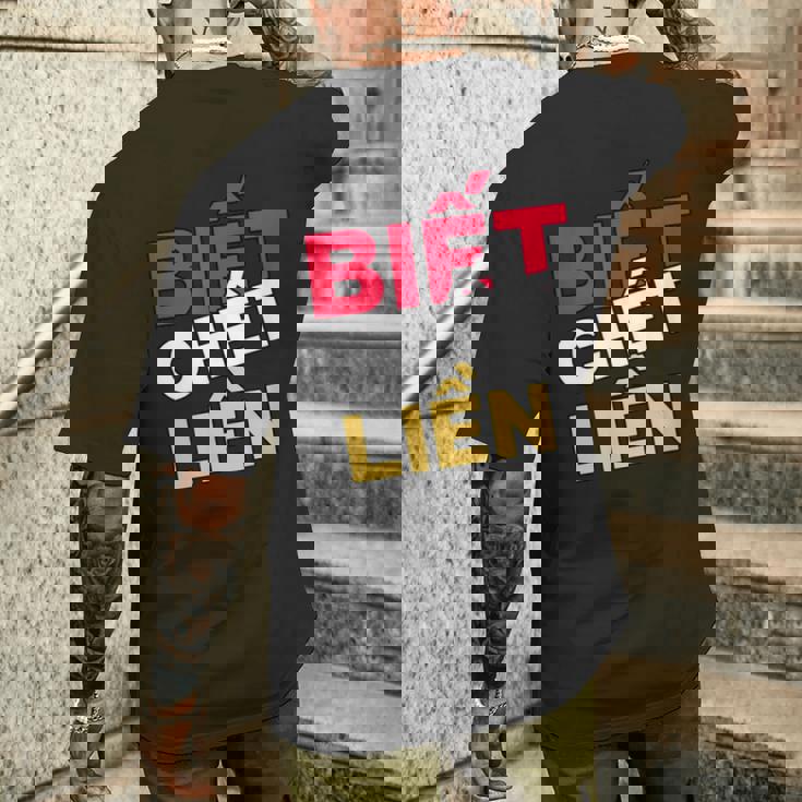 ベトナム ベトナム語 ベトナムの言葉 ビエット・チェット・リエン もし私が知ったら死ぬ メンズTシャツ バックプリント 彼への贈り物