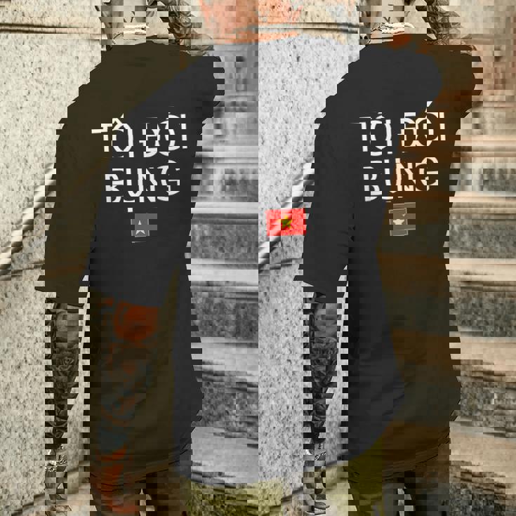 ベトナム語でお腹が空いた ベトナム メンズTシャツ バックプリント 彼への贈り物