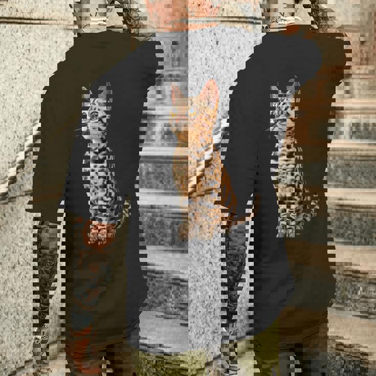 ベンガル猫 レオパード猫 レオパデット かわいいベンガル猫 メンズTシャツ バックプリント 彼への贈り物