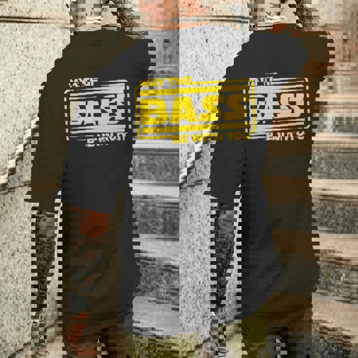 ベース ギター ドラム May The Bass Be With You ベーシスト ドラマー メンズTシャツ バックプリント 彼への贈り物