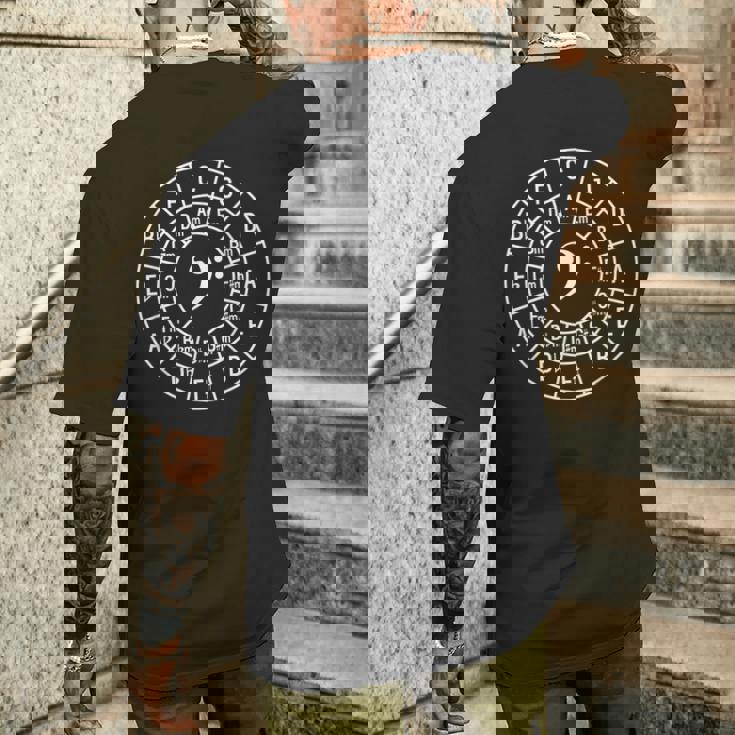 ベース音記号 サークル オブ 5Ths 音楽理論 ミュージシャン クラス アート メンズTシャツ バックプリント 彼への贈り物