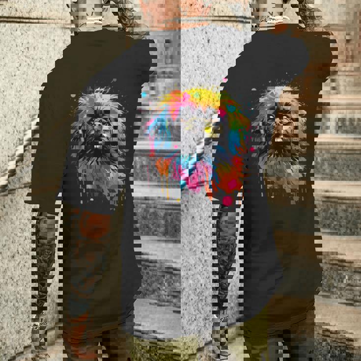 ペキニーズに描かれたペキニーズに描かれたかわいいペキニーズ犬 メンズTシャツ バックプリント 彼への贈り物