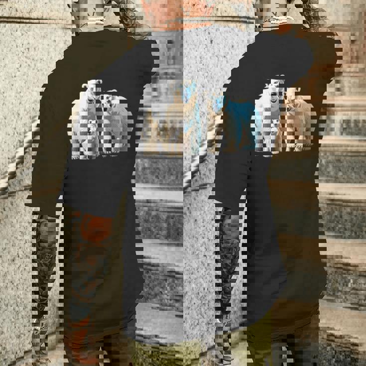 ホッキョクグマ。動物好き、シロクマの家族 メンズTシャツ バックプリント 彼への贈り物