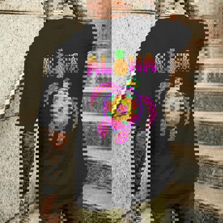 ホヌウミガメ アロハ ハワイ諸島 バケーション メンズTシャツ バックプリント 彼への贈り物