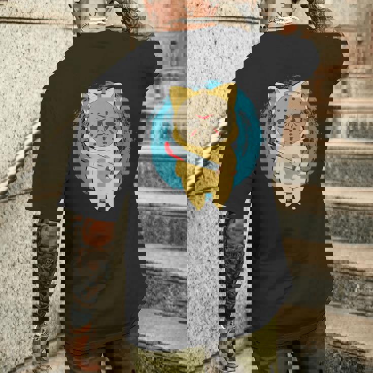 ホラー映画 ジェイソンキャット おもしろパロディ 映画 ハロウィンコスチューム メンズTシャツ バックプリント 彼への贈り物