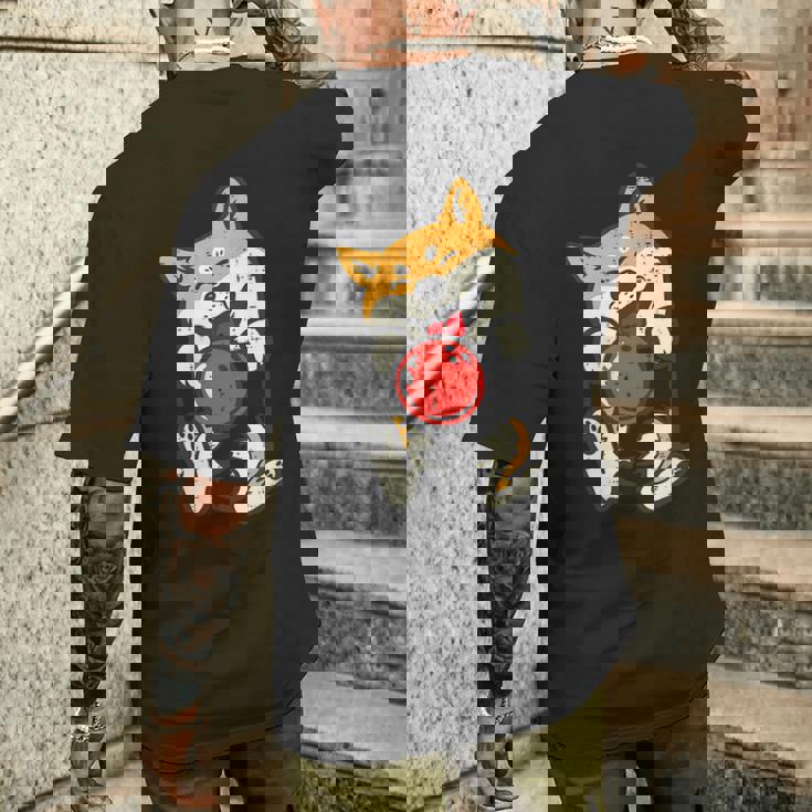 ボウリング 柴犬 犬 ポケット カワイイ ボウラー メンズ レディース キッズ メンズTシャツ バックプリント 彼への贈り物