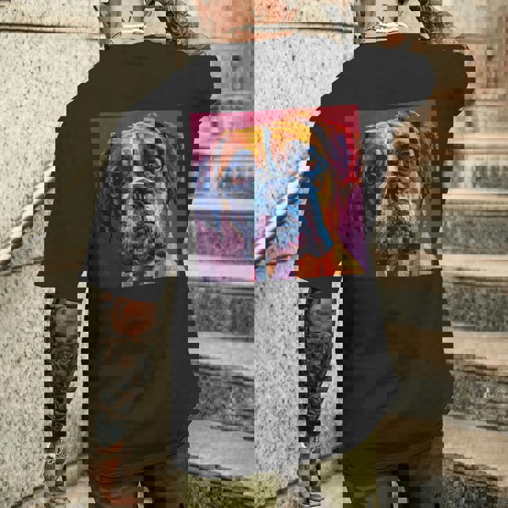 ボクサー 犬 カラフル イラスト グラフィック メンズTシャツ バックプリント 彼への贈り物