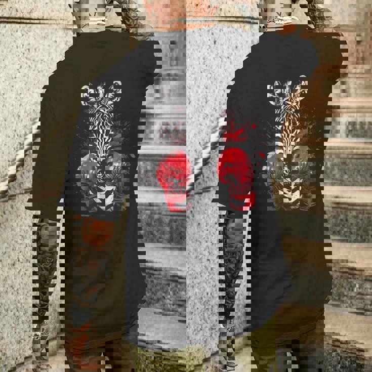 ボクシング ゼブラ ボクシンググローブ キックボクシング おもしろボクサー メンズTシャツ バックプリント 彼への贈り物