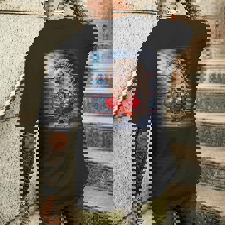 ボクシングチャンピオン ハリネズミファイター メンズTシャツ バックプリント 彼への贈り物