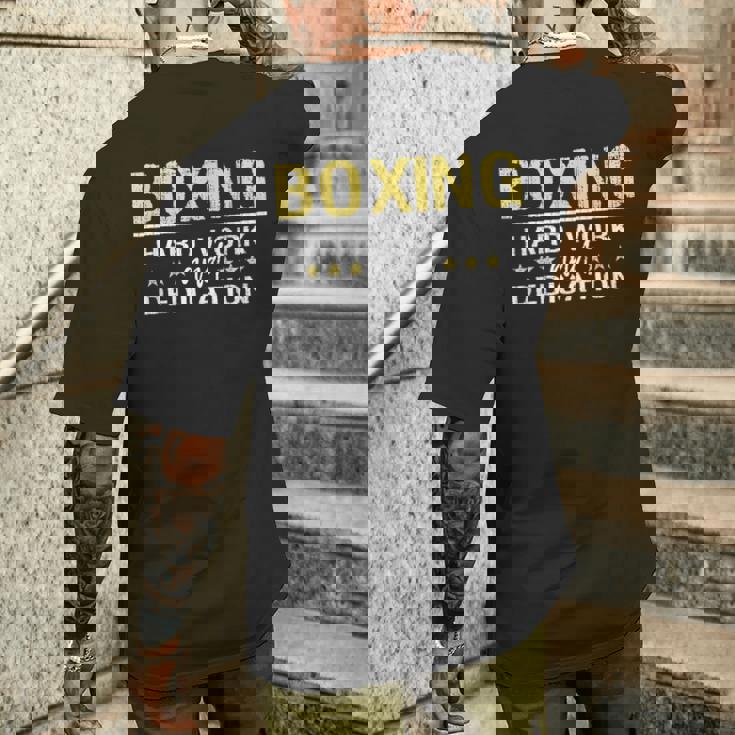 ボクシングハードワークと献身 キックボクシングジムボクサー メンズTシャツ バックプリント 彼への贈り物