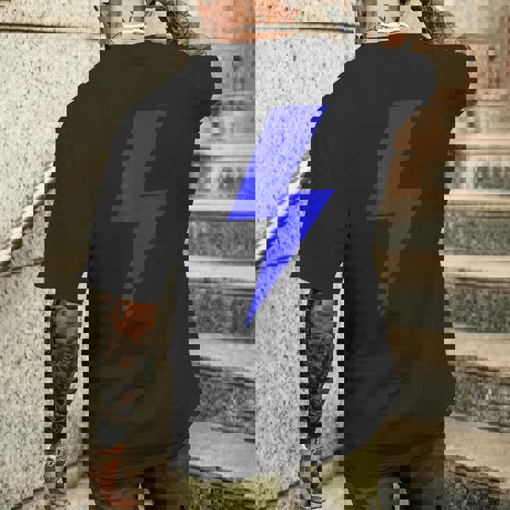 ボルト ライトニング ブルー デザイン チーム メンズTシャツ バックプリント 彼への贈り物