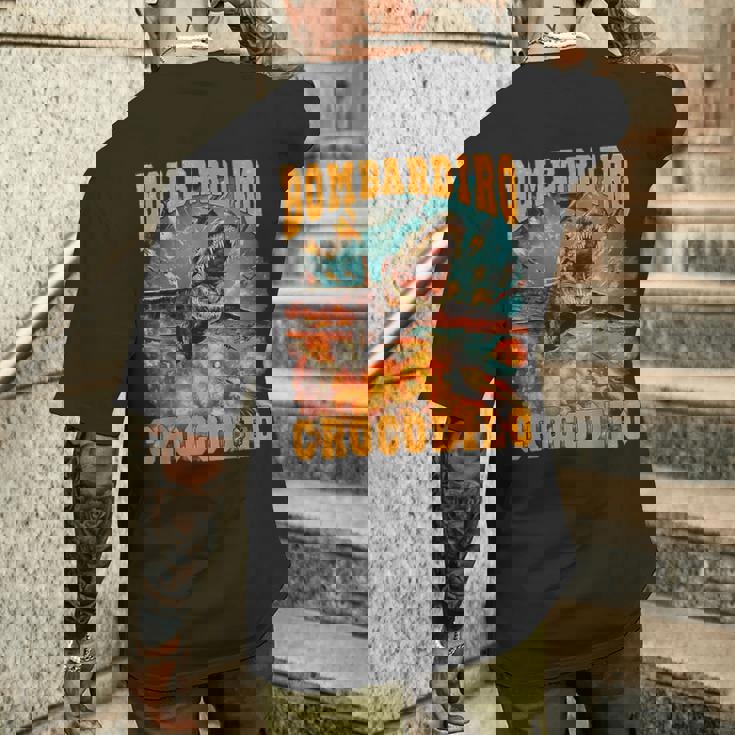 ボンバディロクロコダイルミームクロコダイルファイア-イタリアンブレインロット メンズTシャツ バックプリント 彼への贈り物