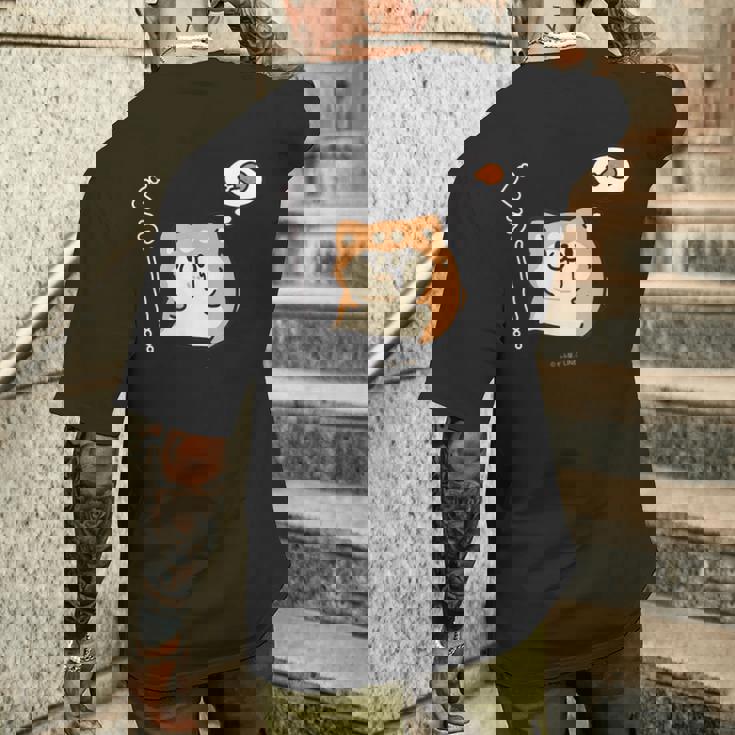 ボンレス犬とボンレス猫 はらぺこ ボンレス犬 メンズTシャツ バックプリント 彼への贈り物