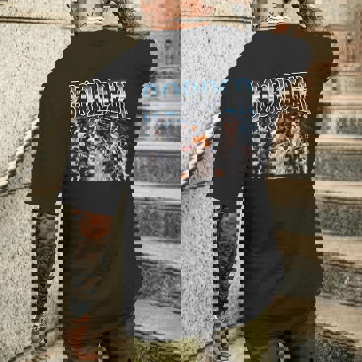 ボーダーコリー 犬 90年代 ブーツレッグ グランジ ラップ グッズスタイル メンズTシャツ バックプリント 彼への贈り物