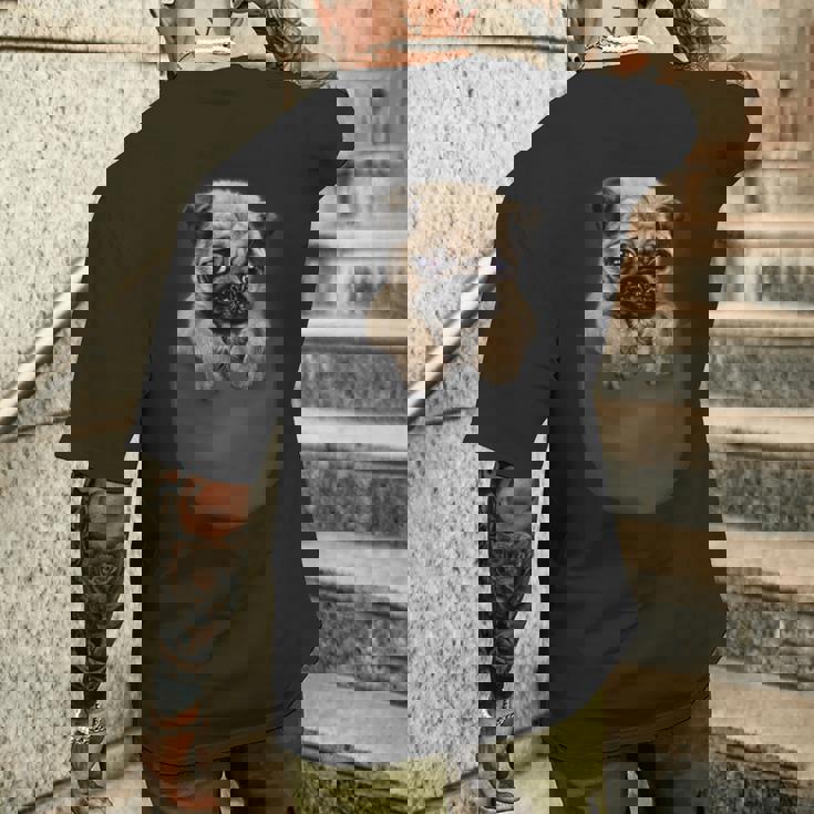 ポケット パグ 犬 メンズTシャツ バックプリント 彼への贈り物