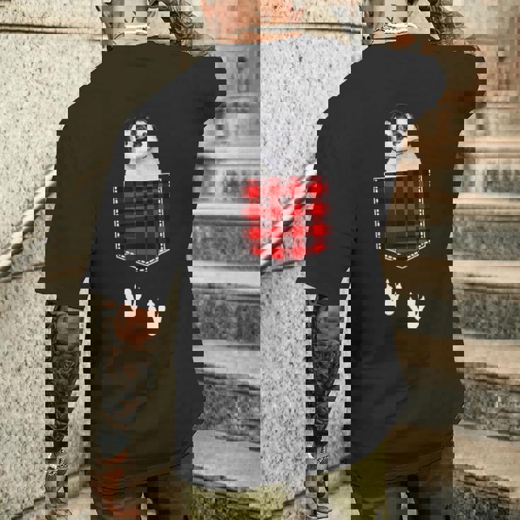 ポケットから覗き出るかわいいペンギン メンズTシャツ バックプリント 彼への贈り物