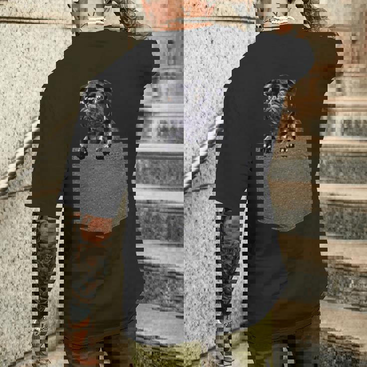 ポケットにいるパグ かわいい愛犬デザイン 犬愛好家、ペットオーナー向け メンズTシャツ バックプリント 彼への贈り物