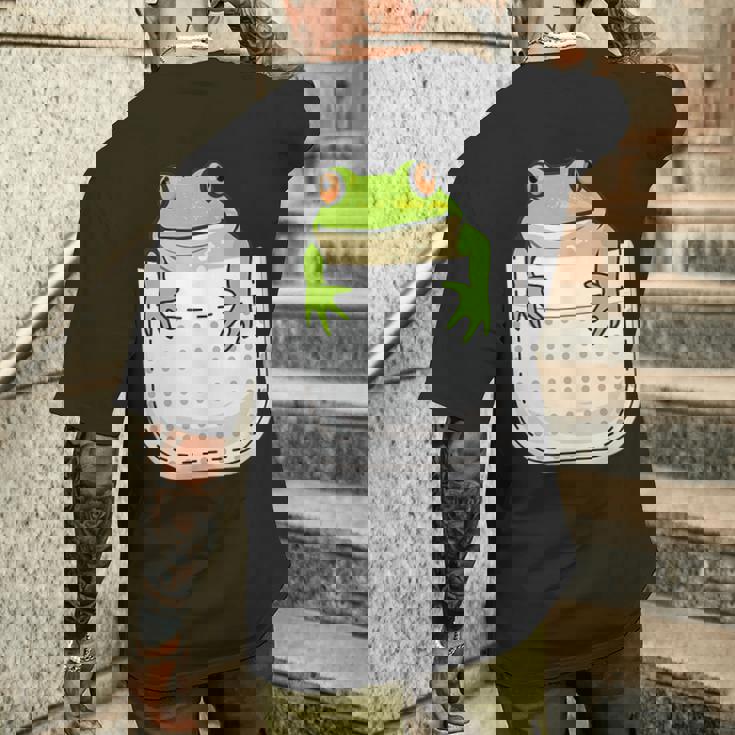 ポケットに入ったカエルのシャツ 面白いカエルのtシャツ カエルの恋人 メンズTシャツ バックプリント 彼への贈り物