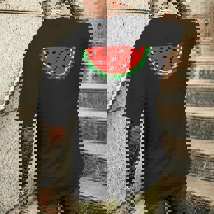 ポケットの中のスイカ かわいいポケットスイカ メンズTシャツ バックプリント 彼への贈り物