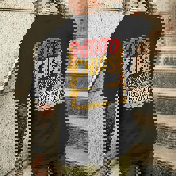 ポテトチップスは常に答えです スナック愛好家 ポテトチップス メンズTシャツ バックプリント 彼への贈り物