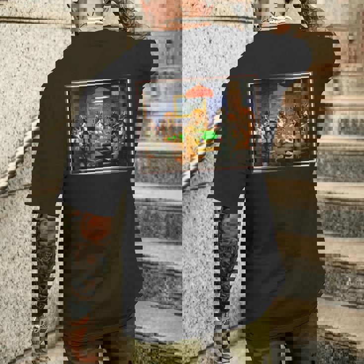 ポーカーをする犬 カード 絵画 メンズTシャツ バックプリント 彼への贈り物