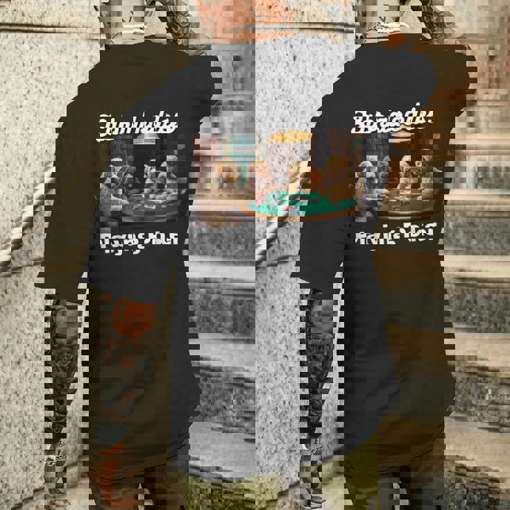 ポーカーをする犬 ラブラドゥードル オーストラリアの犬 ラブラドゥードル メンズTシャツ バックプリント 彼への贈り物