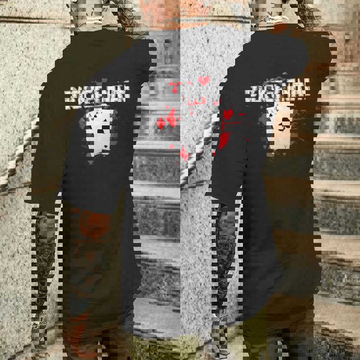 ポーカーマン、ポーカープレイヤー。 メンズTシャツ バックプリント 彼への贈り物