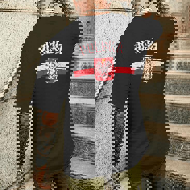 ポーランド 鷲の旗 ポーランドのためのレトロ メンズTシャツ バックプリント 彼への贈り物