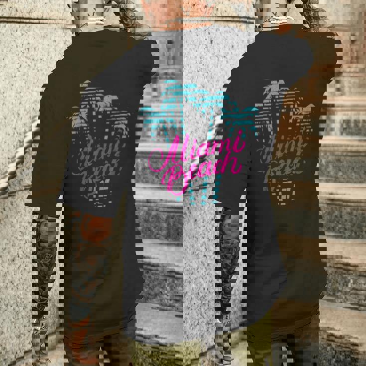 マイアミビーチのバケーションのお土産 80´Sマイアミビーチ メンズTシャツ バックプリント 彼への贈り物