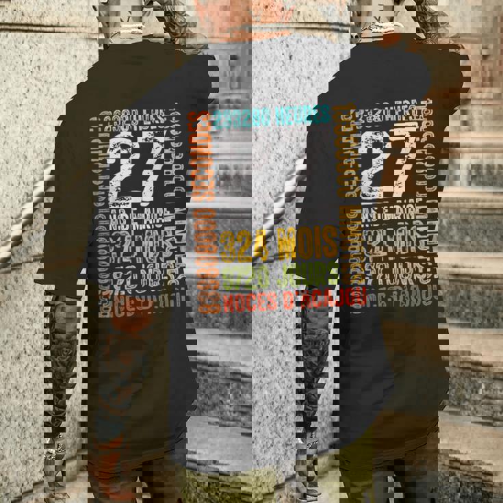 マホガニー結婚記念日、結婚27年プレゼント メンズTシャツ バックプリント 彼への贈り物