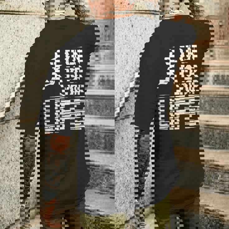 マラソンランナー Run For Your Life ランニング メンズTシャツ バックプリント 彼への贈り物