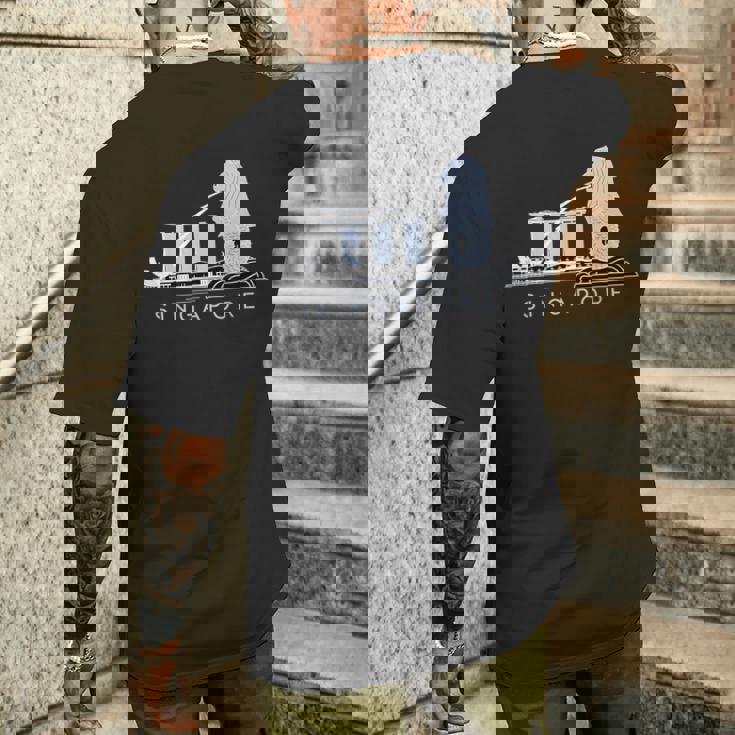 マリーナベイサンズ、マーライオンのスカイラインデザイン、象徴的なシンガポール メンズTシャツ バックプリント 彼への贈り物