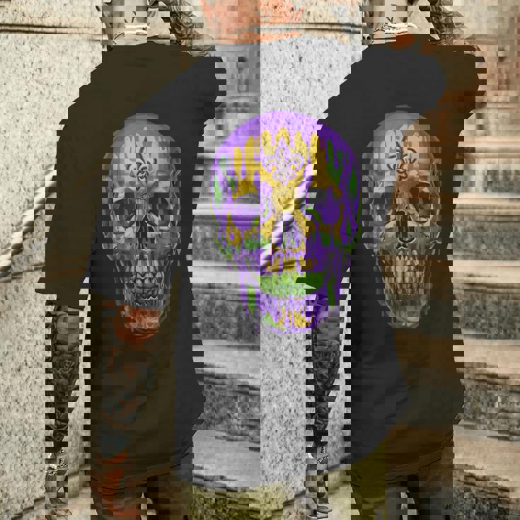 マルディグラ ドリップドリング スカル カーニバル 火曜日 パーティー テーマ 新品 メンズTシャツ バックプリント 彼への贈り物