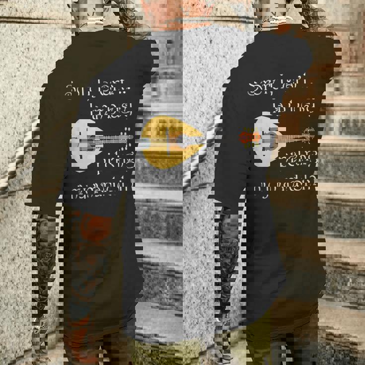 マンドリンピッキング ミュージシャン 音符 フォークミュージック メンズTシャツ バックプリント 彼への贈り物