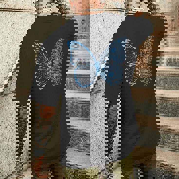 ミクロネシア国旗 蝶 ミクロネシアのルーツ ミクロネシア メンズTシャツ バックプリント 彼への贈り物