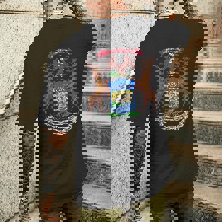 ミシガン州旗国章 メンズTシャツ バックプリント 彼への贈り物