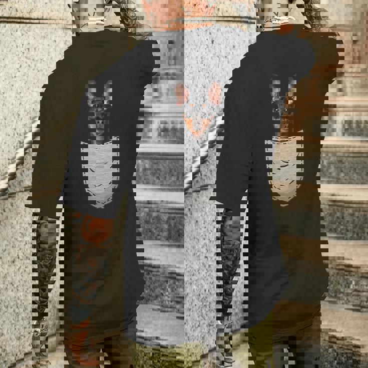 ミニチュア・ピンシャー 胸ポケット みんぴん メンズTシャツ バックプリント 彼への贈り物