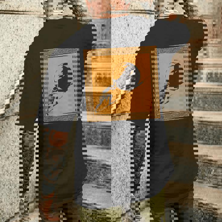 ミニマリストシーシュポス神話 ギリシャ神話 古代ギリシャ美術 メンズTシャツ バックプリント 彼への贈り物