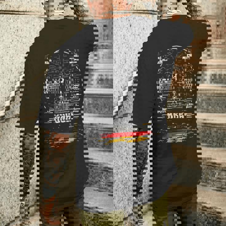 ミュンヘンお土産 ミュンヘン ドイツ国旗 メンズTシャツ バックプリント 彼への贈り物